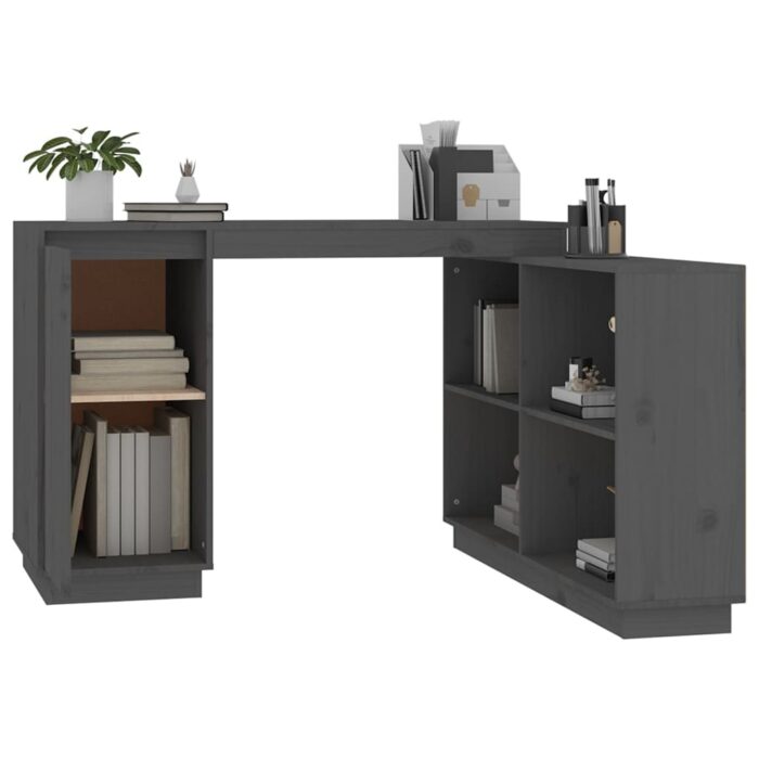Bureau Gris 110x50x75 cm Bois massif de pin – Image 3