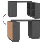 Bureau Gris 110x50x75 cm Bois massif de pin – Image 7