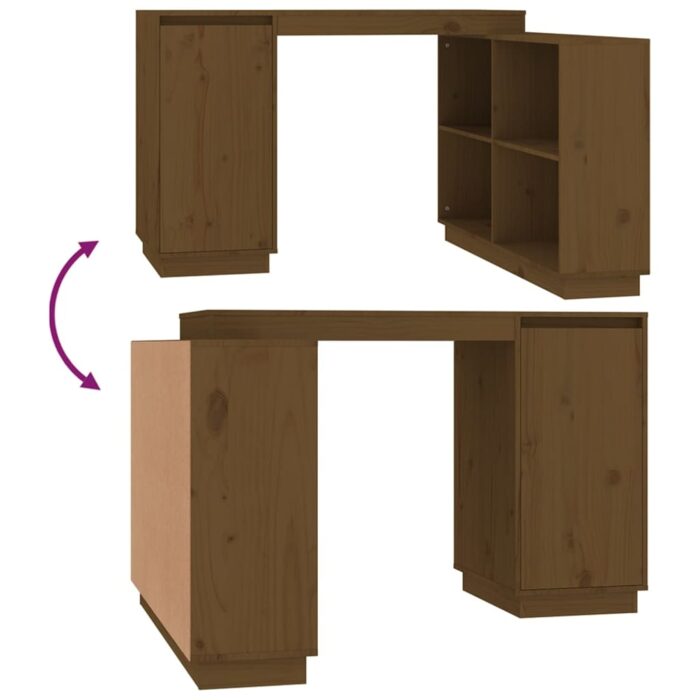 Bureau Marron miel 110x50x75 cm Bois massif de pin – Image 7