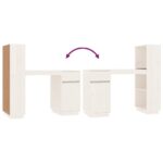 Bureau Blanc 110x53x117 cm Bois massif de pin – Image 7