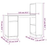 Bureau Blanc 110x53x117 cm Bois massif de pin – Image 9