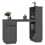 Bureau Gris 110x53x117 cm Bois massif de pin – Image 2