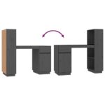 Bureau Gris 110x53x117 cm Bois massif de pin – Image 7