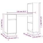 Bureau Gris 110x53x117 cm Bois massif de pin – Image 9