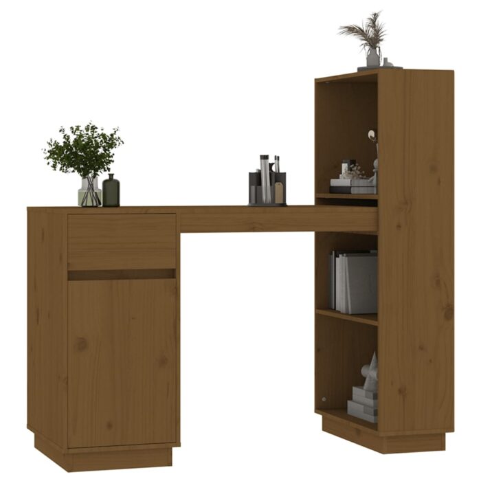 Bureau Marron miel 110x53x117 cm Bois massif de pin – Image 2