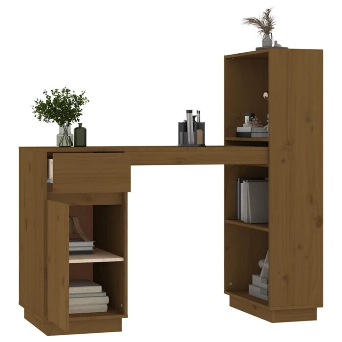 Bureau Marron miel 110x53x117 cm Bois massif de pin – Image 3
