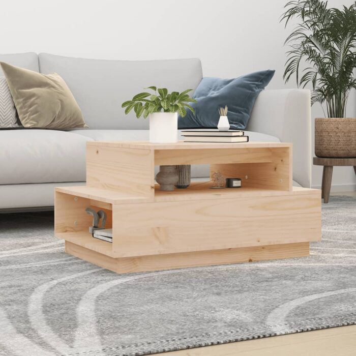 Table basse 80x55x40,5 cm Bois massif de pin – Image 1