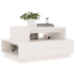 Table basse Blanc 80x55x40,5 cm Bois massif de pin – Image 2
