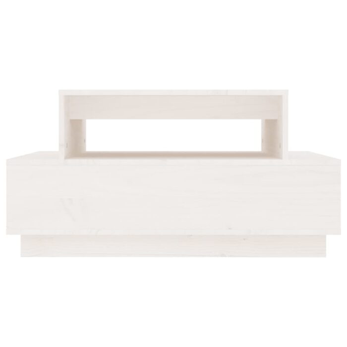 Table basse Blanc 80x55x40,5 cm Bois massif de pin – Image 3