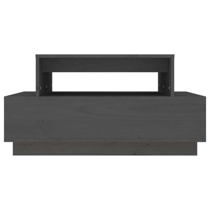 Table basse Gris 80x55x40,5 cm Bois massif de pin – Image 3