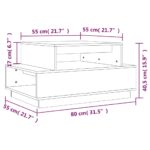 Table basse Gris 80x55x40,5 cm Bois massif de pin – Image 6
