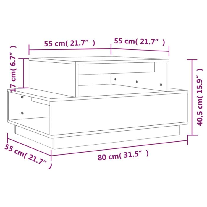 Table basse Gris 80x55x40,5 cm Bois massif de pin – Image 6