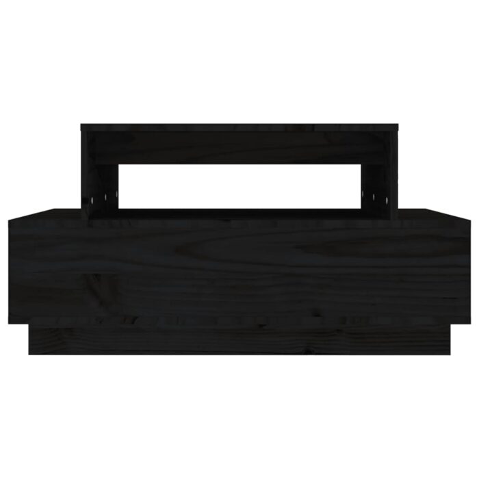 Table basse Noir 80x55x40,5 cm Bois massif de pin – Image 3