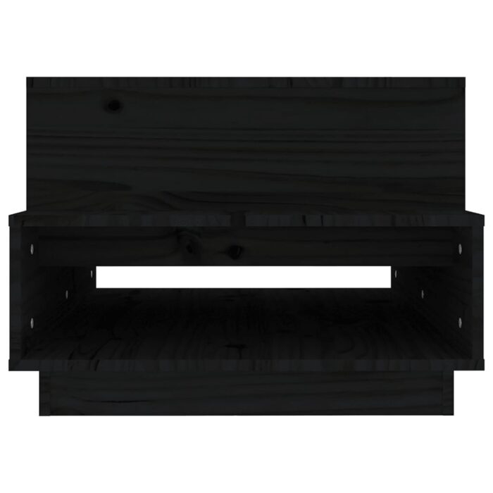Table basse Noir 80x55x40,5 cm Bois massif de pin – Image 4