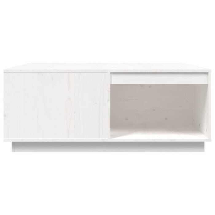 Table basse Blanc 100x101x40,5 cm Bois massif de pin – Image 4