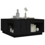 Table basse Noir 80x81x36,5 cm Bois massif de pin – Image 2