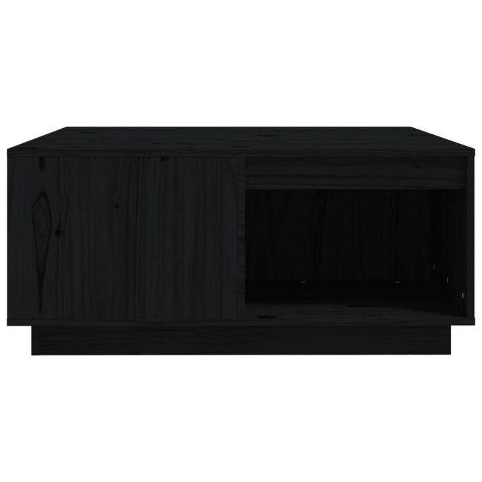 Table basse Noir 80x81x36,5 cm Bois massif de pin – Image 3