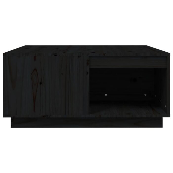 Table basse Noir 80x81x36,5 cm Bois massif de pin – Image 4