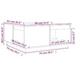 Table basse Noir 80x81x36,5 cm Bois massif de pin – Image 6