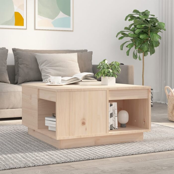 Table basse 60x61x32,5 cm Bois massif de pin – Image 1