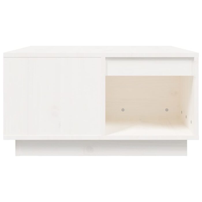 Table basse Blanc 60x61x32,5 cm Bois massif de pin – Image 4