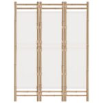 Cloison de séparation pliante 3 panneaux 120 cm Bambou et toile – Image 2