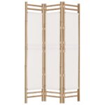 Cloison de séparation pliante 3 panneaux 120 cm Bambou et toile – Image 3