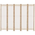 Cloison de séparation pliante 5 panneaux 200 cm Bambou et toile – Image 2