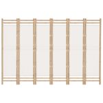 Cloison de séparation pliante 6 panneaux 240 cm Bambou et toile – Image 2