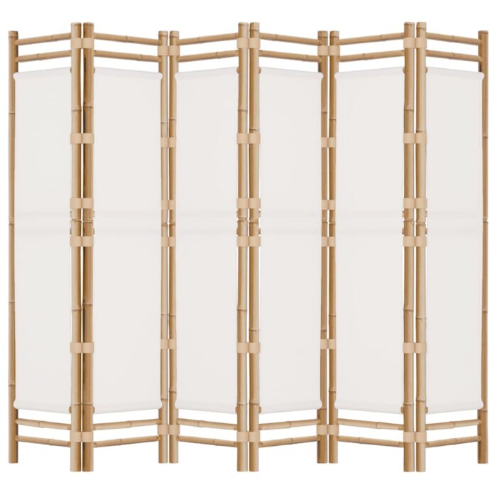 Cloison de séparation pliante 6 panneaux 240 cm Bambou et toile – Image 3
