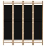 Cloison de séparation pliante 4 panneaux 160 cm Bambou et toile – Image 2