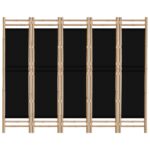 Cloison de séparation pliante 5 panneaux 200 cm Bambou et toile – Image 2