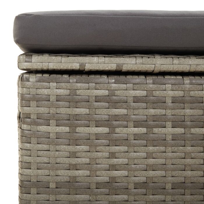 Salon de jardin 3 pcs avec coussins Gris Résine tressée – Image 8