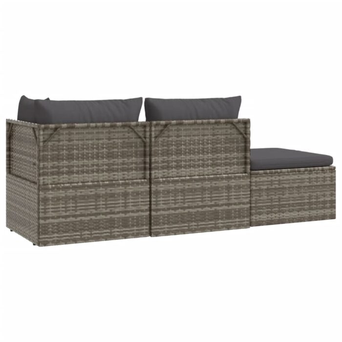 Salon de jardin 4 pcs avec coussins Gris Résine tressée – Image 4