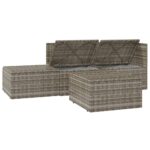 Salon de jardin 4 pcs avec coussins Gris Résine tressée – Image 5