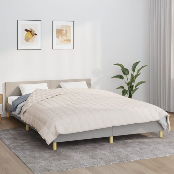 Couverture lestée Crème clair 200x200 cm 9 kg Tissu – Image 1