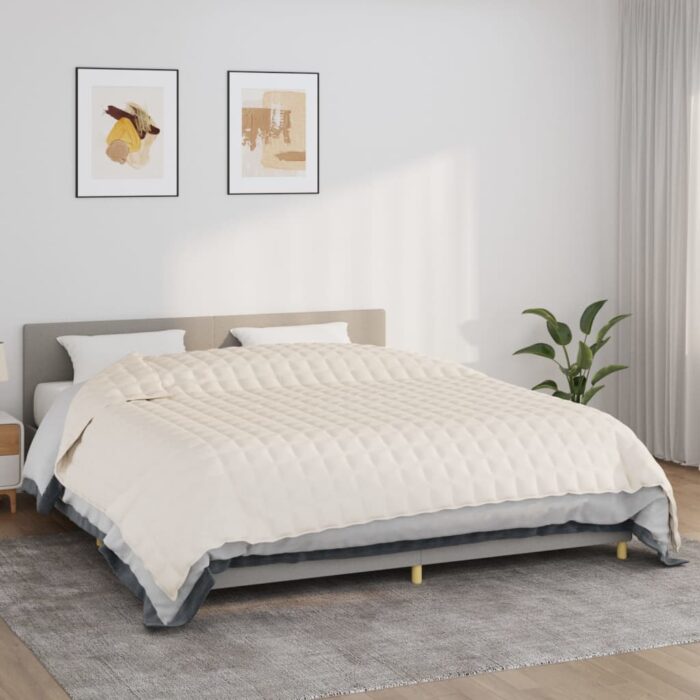 Couverture lestée Crème clair 235x290 cm 11 kg Tissu – Image 1