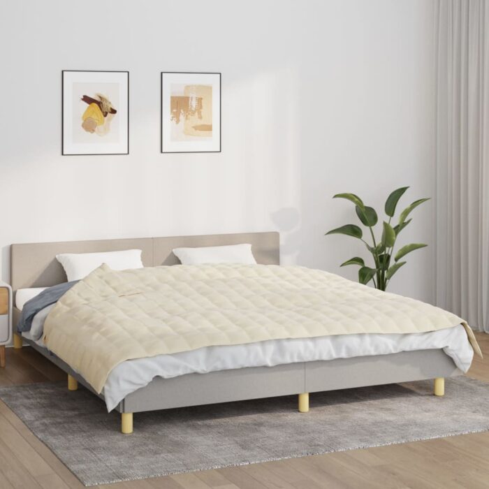 Couverture lestée Crème clair 155x220 cm 11 kg Tissu – Image 1