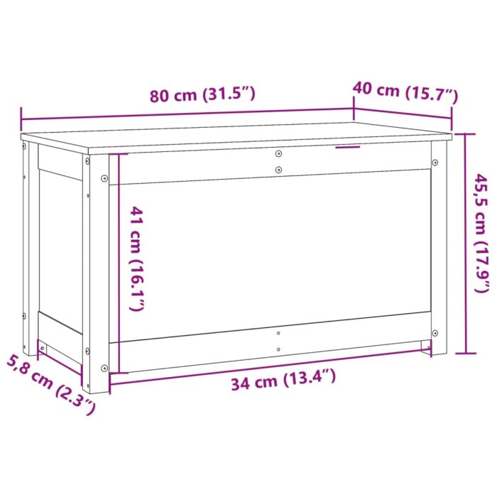 Boîte de rangement Marron miel 80x40x45,5 cm Bois massif de pin – Image 10