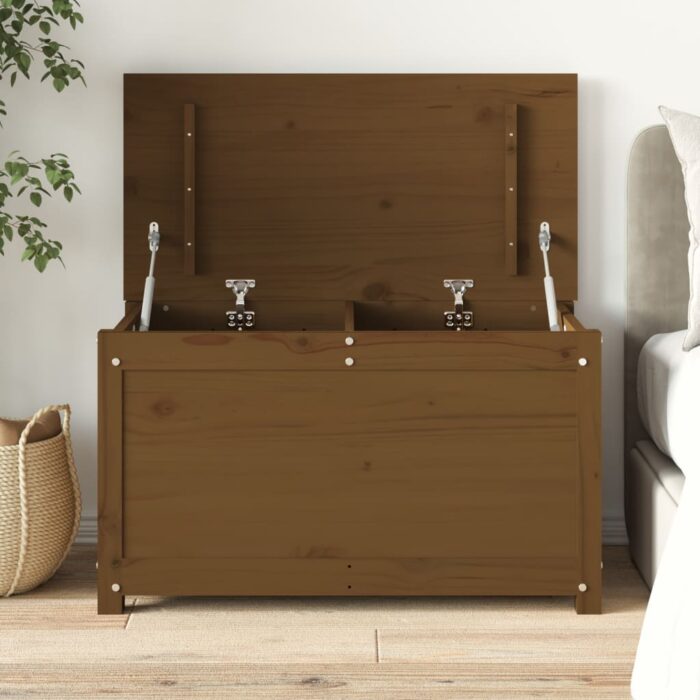 Boîte de rangement Marron miel 80x40x45,5 cm Bois massif de pin – Image 1