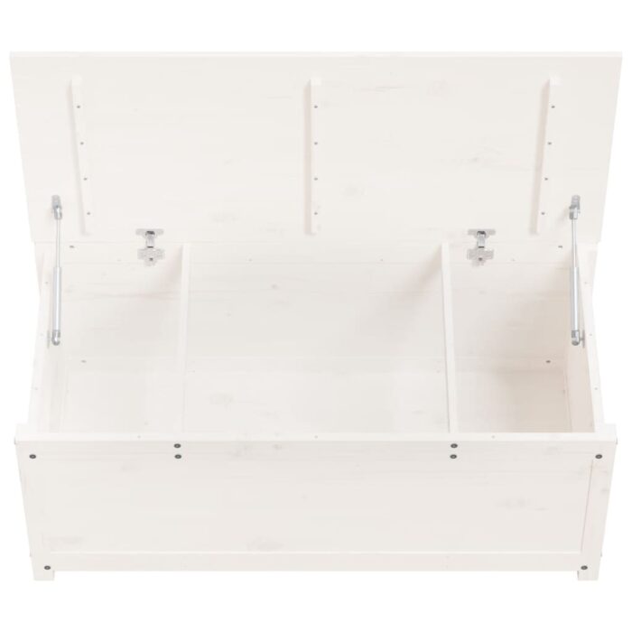 Boîte de rangement Blanc 110x50x45,5 cm Bois massif de pin – Image 6