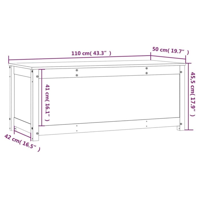 Boîte de rangement Blanc 110x50x45,5 cm Bois massif de pin – Image 8