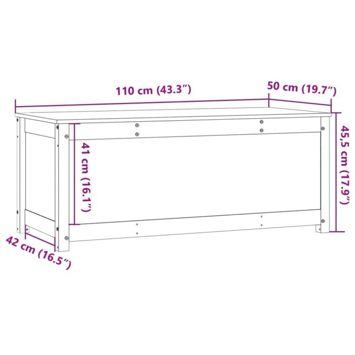 Boîte de rangement Marron miel 110x50x45,5cm Bois massif de pin – Image 10