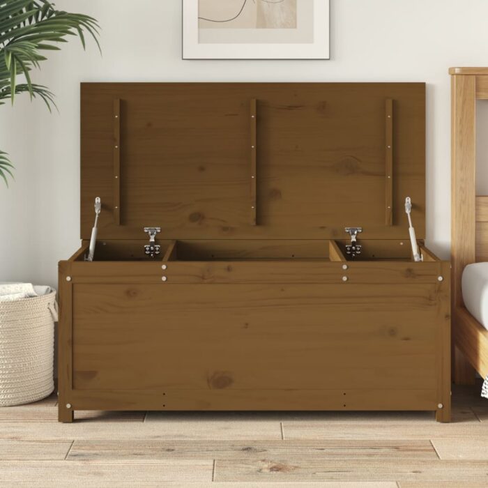 Boîte de rangement Marron miel 110x50x45,5cm Bois massif de pin – Image 1