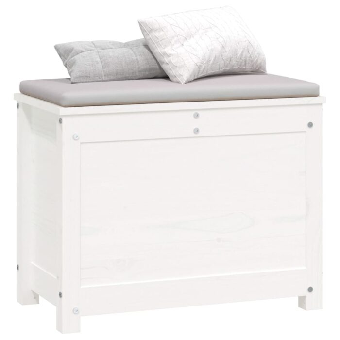 Boîte de rangement Blanc 60x32x45,5 cm Bois massif de pin – Image 2
