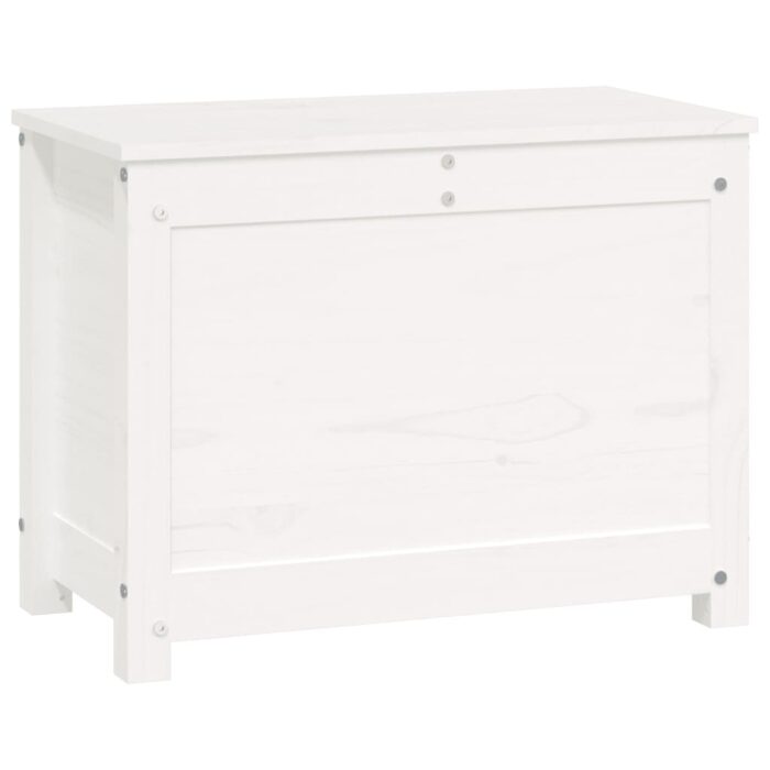Boîte de rangement Blanc 60x32x45,5 cm Bois massif de pin – Image 3