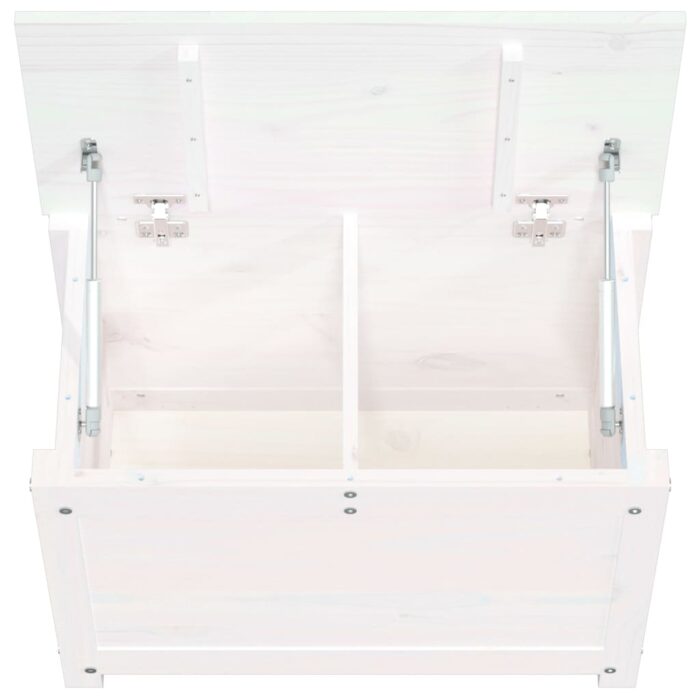 Boîte de rangement Blanc 60x32x45,5 cm Bois massif de pin – Image 6