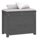Boîte de rangement Gris 60x32x45,5 cm Bois massif de pin – Image 2