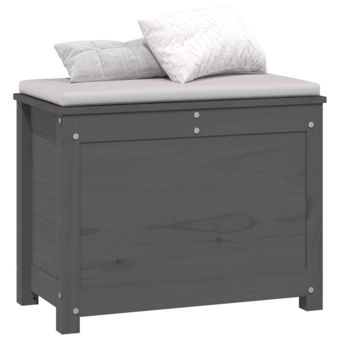 Boîte de rangement Gris 60x32x45,5 cm Bois massif de pin – Image 2