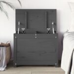 Boîte de rangement Gris 60x32x45,5 cm Bois massif de pin